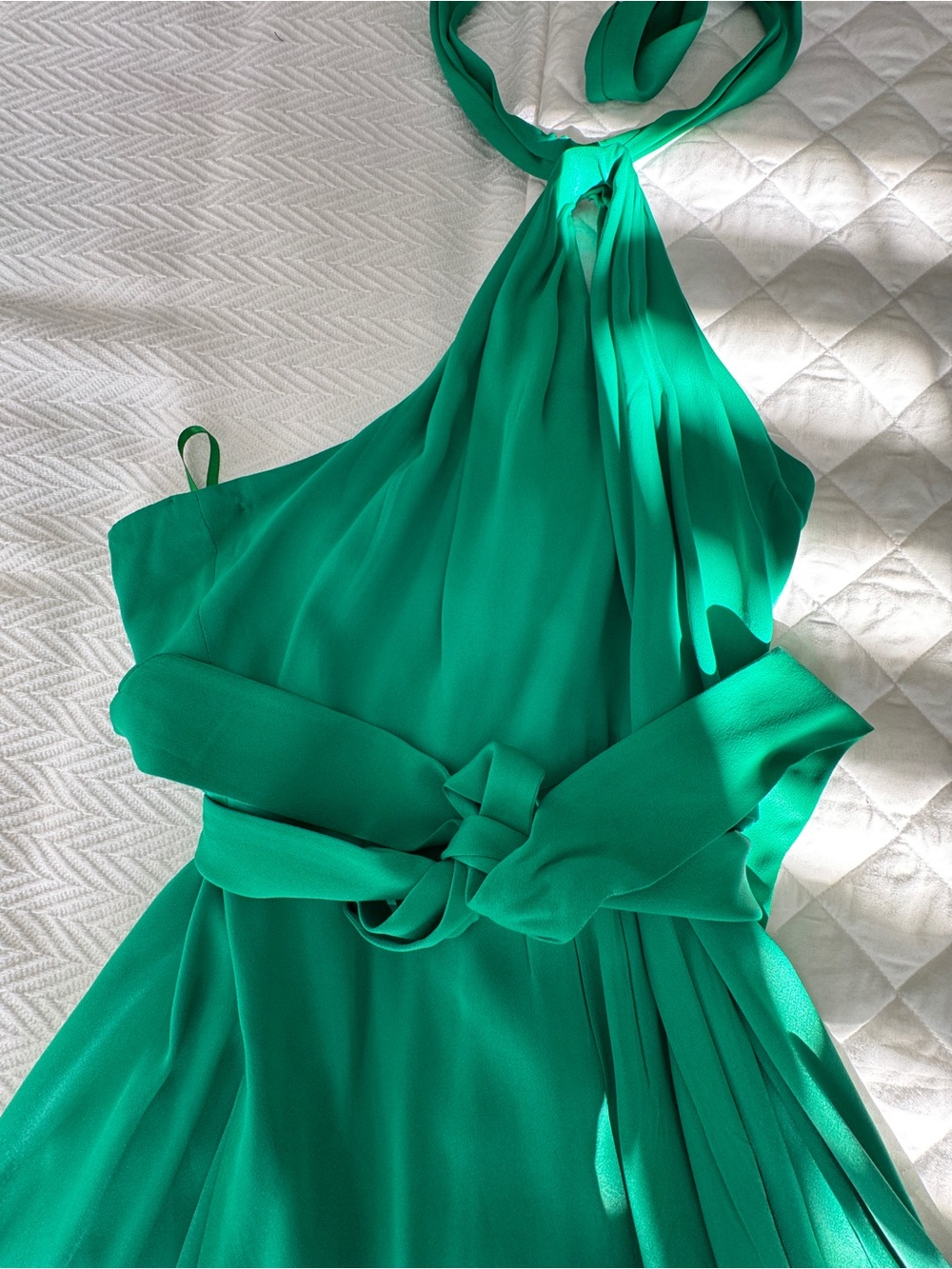 Reiss Green Halter Maxi Dress with Tie Waist - Picture 2 of 3